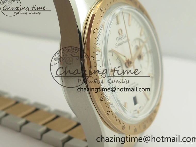 0327 Thermal Speedmaster ’57 Co-Axial SS RG OMF 1:1 Best Edition White Dial On SS RG Bracelet A9300 (Free Leather Strap) 8074